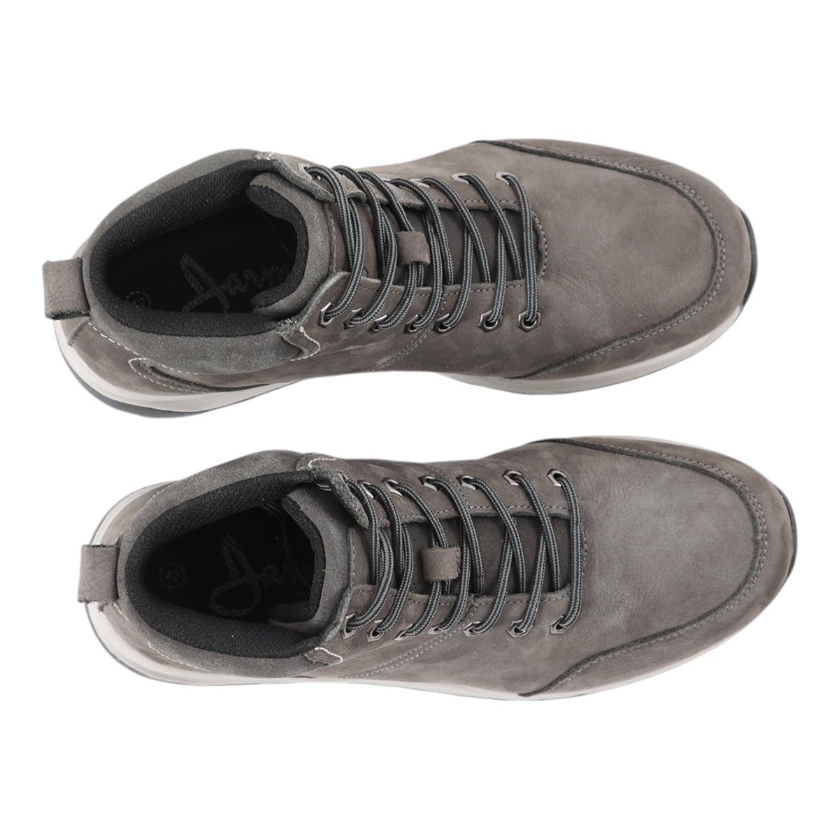 Botin gris oscuro de cuero con cordon para hombre vista superior