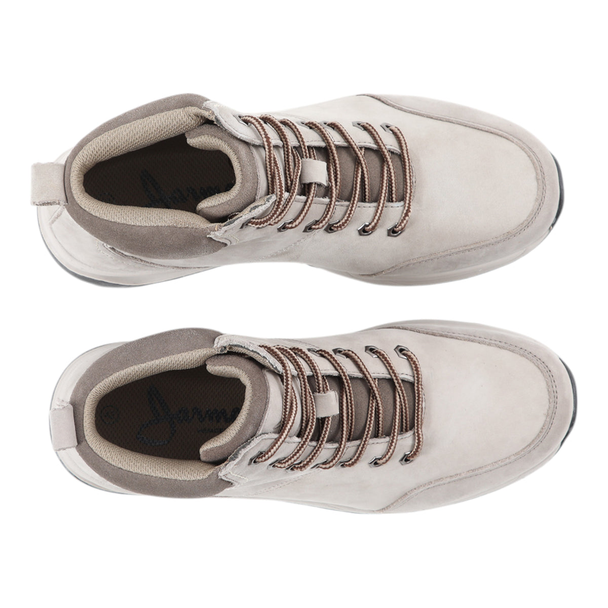 Botin gris de cuero con cordon para hombre vista superior