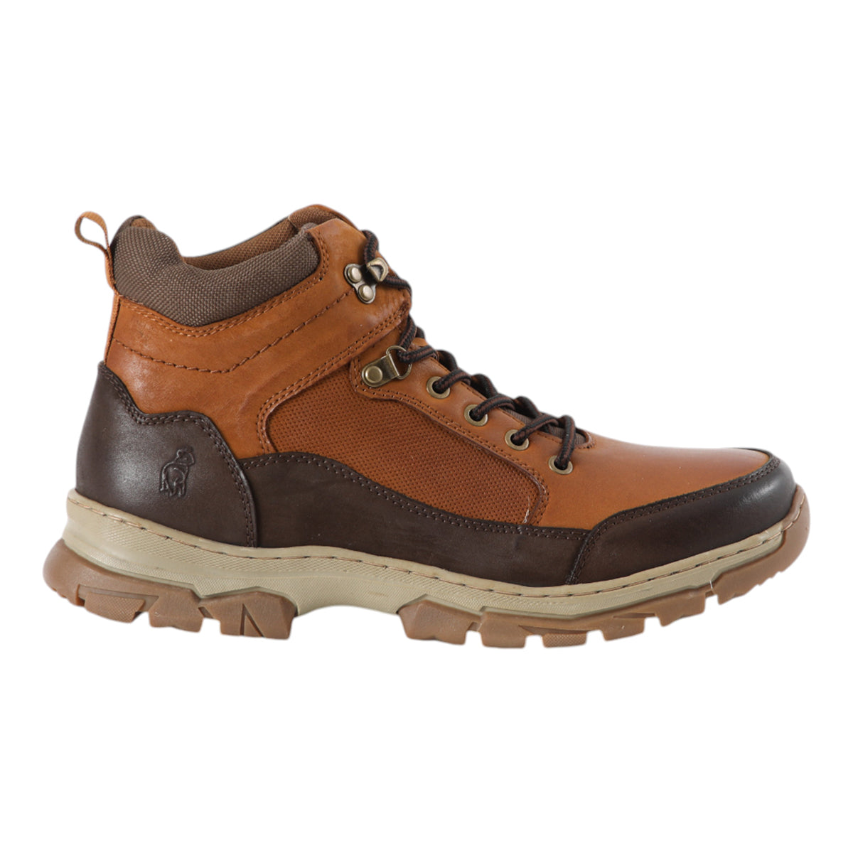 Botin beige outdoor de cuero para hombre vista lateral