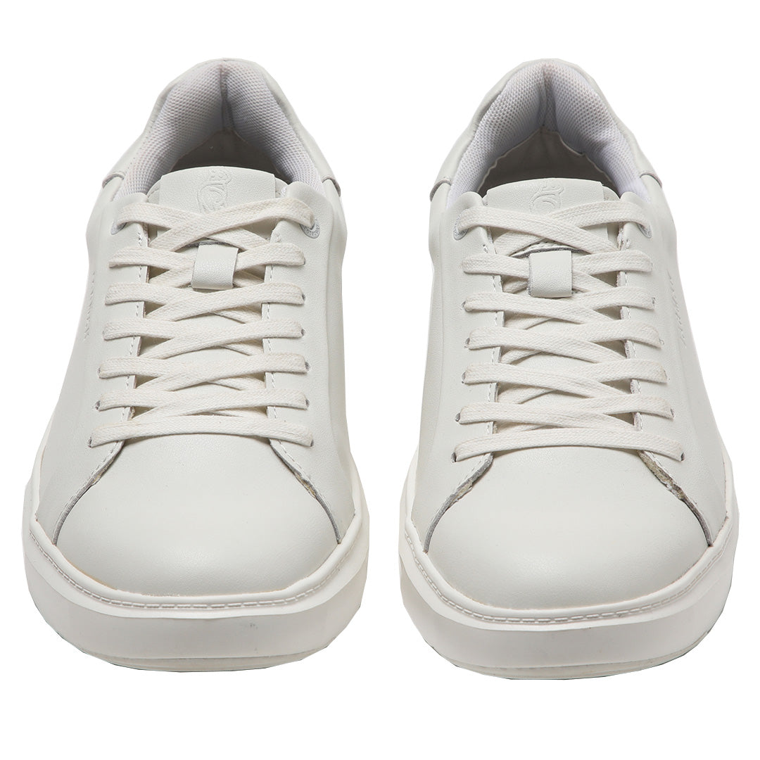 Zapatilla color blanco de cuero para hombre vista frontal