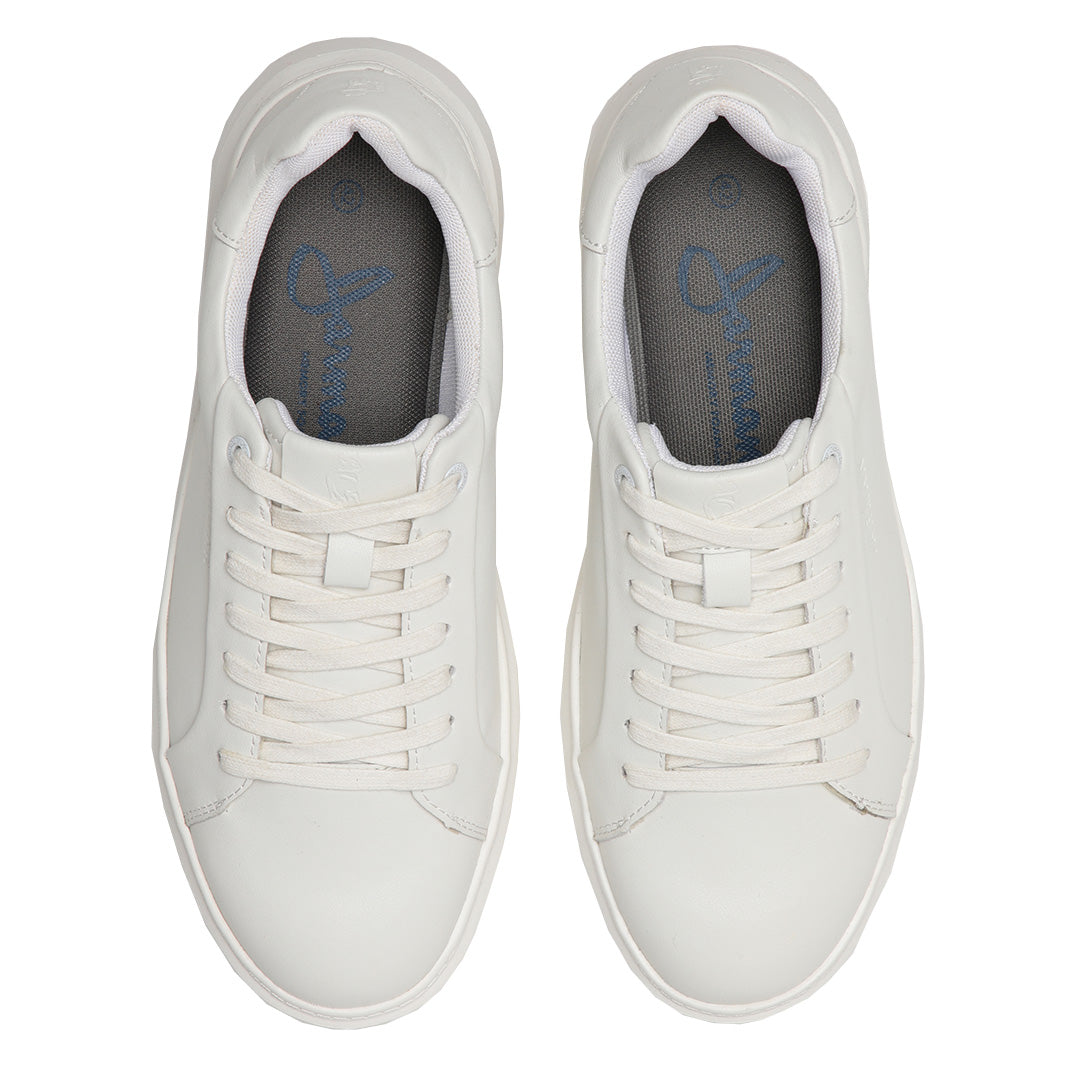 Zapatilla color blanco de cuero para hombre vista superior