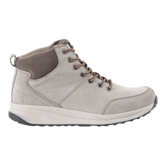 Botin gris de cuero con cordon para hombre vista lateral