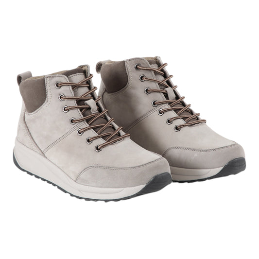 Botin gris de cuero con cordon para hombre vista ambos zapatos
