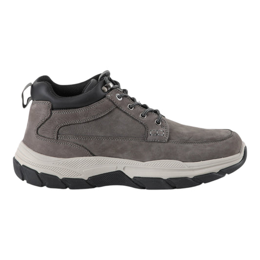 Botin  gris de cuero para hombre vista lateral