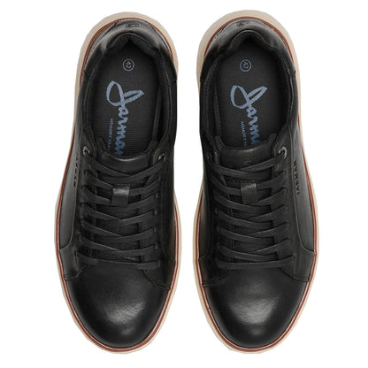 Zapatilla color negro de cuero para hombre vista superior