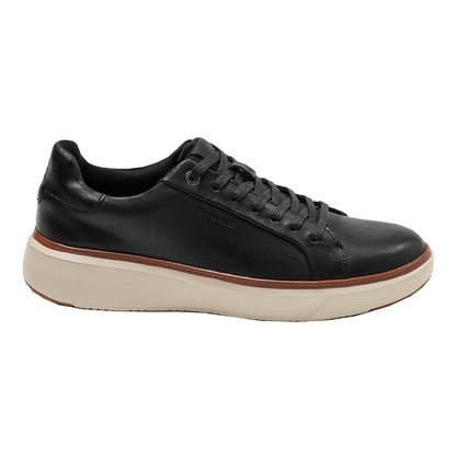 Zapatilla color negro de cuero para hombre vista lateral
