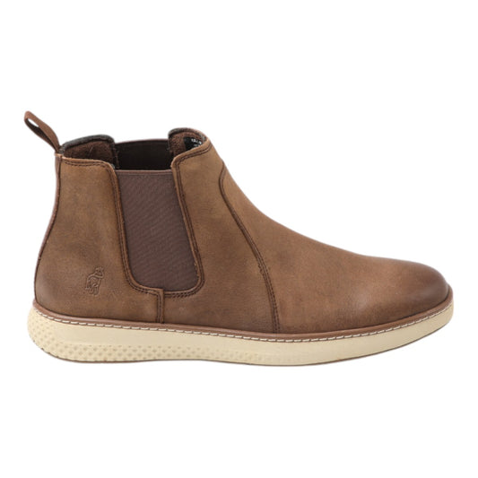 Botin de cuero color cafe para hombre vista lateral