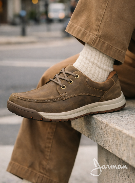 Zapatilla Sport Evan de cuero color café